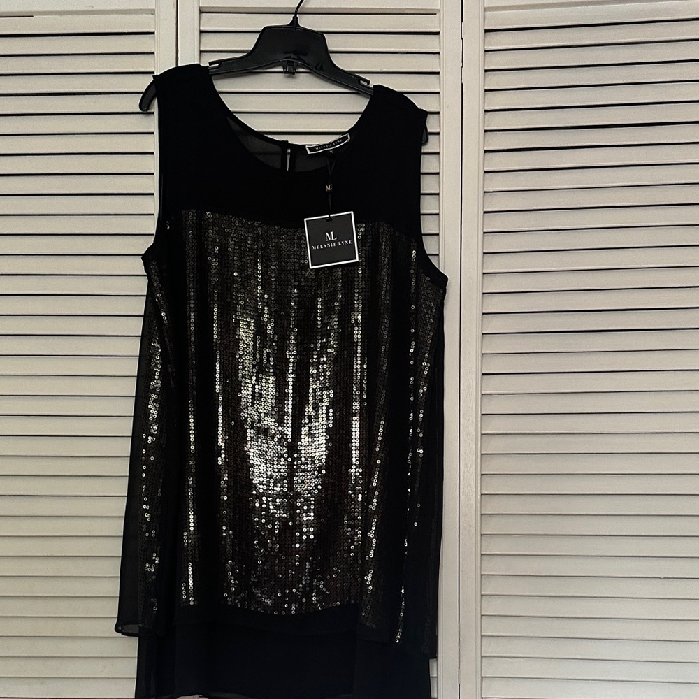 Black Sequin Women's Tunic Top